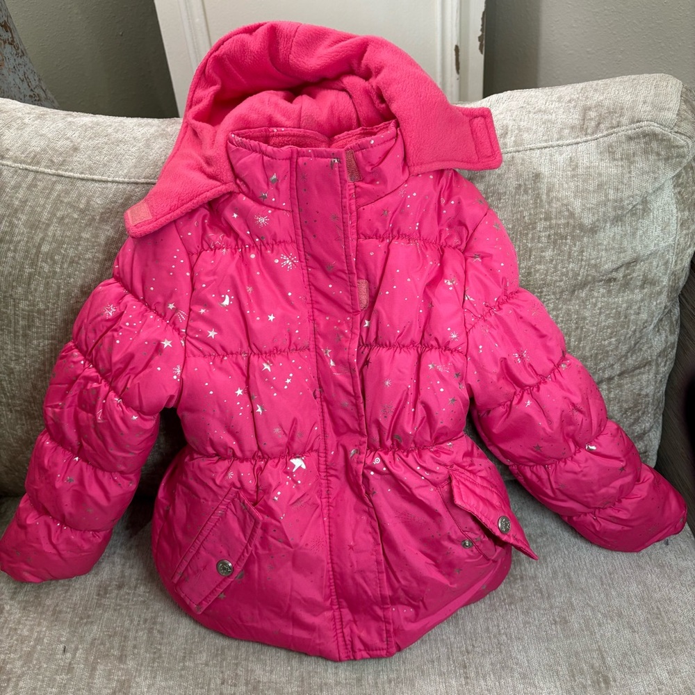 Pink Platinum Girls' Splatter Pink Puffer Coat
0333